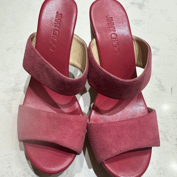 Jimmy Choo Women's Platform Sandals - Pink Suede, Size 8, New without Box - Picture 1 of 6